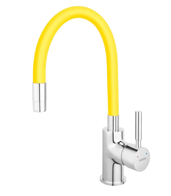 BZA4C ZUMBA stojeća mješalica za sudoper, fleksibilni izljev, žuta