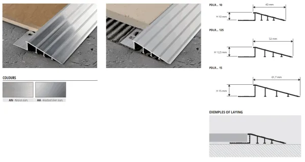 PDLRAN 125 alu prirodni razl. u visini H:12.5mm  L2.7m