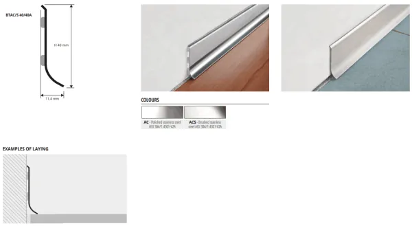 BTAC 40 A inox sokl SJAJ  ljepilo H:40mm L:2m