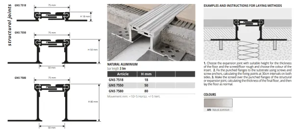 GNS 7580 alu diletacija šir:75mm vis:80 mm L:3m
