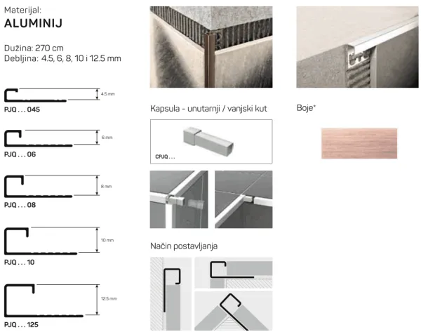 PJQRS 10 alu kvadratni  H:10 mm L:2.7m  BAKAR BRUŠENI