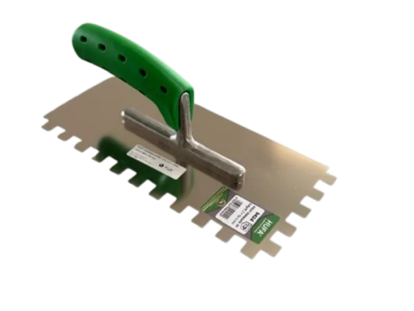 HUFA nazubljeni gleter, inox, pvc ručka, 12x12, 280x130mm