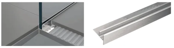 STS 124 L (profil za staklo) inox mat  za staklo debljine 13mm  LIJEVI  H:10mm L