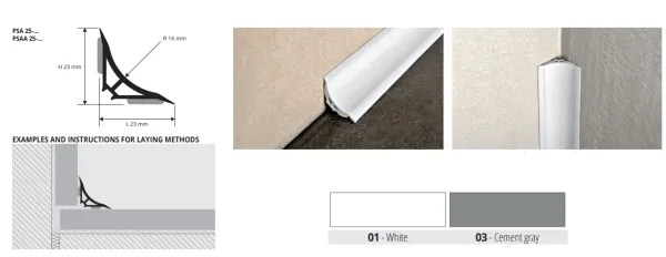 PSAA 25-03 pvc CEMENTNO SIVA unut.kut-23x23mm L:2,5m 