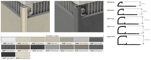 PJQTA 10 SL11 alu kvadratno-zaobljeni profil, H:10mm, L:2,7m, STONE BROWN