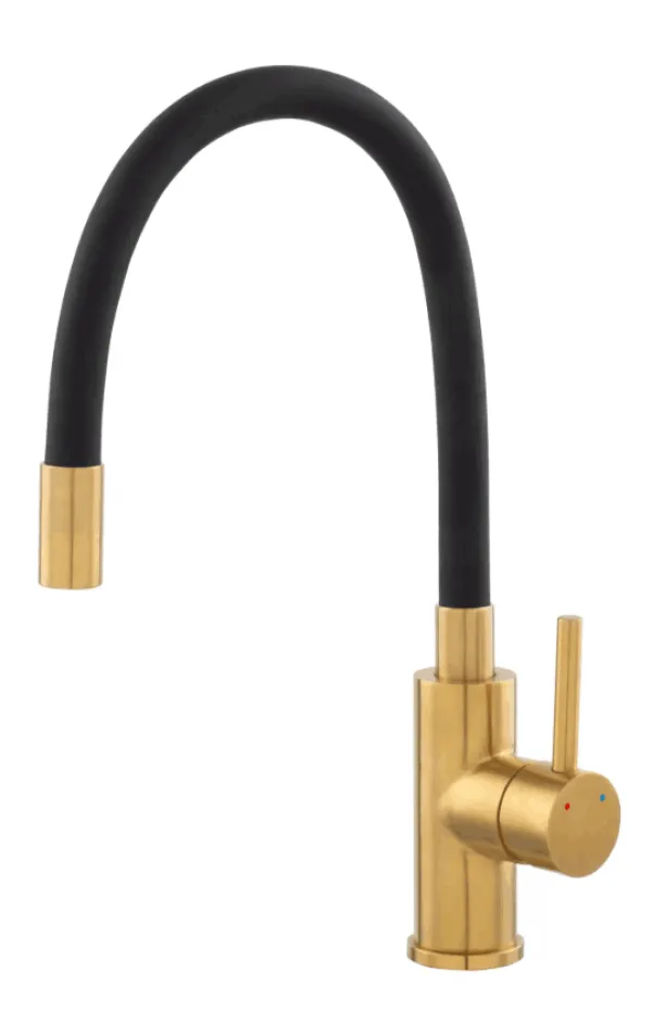 BZA4BSSG ZUMBA INOX ZLATO stojeća mješalica za sudoper, crni fleks.izljev