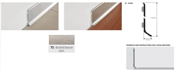 BTTS 80 A     alu sokl TITAN BRUŠENI, ljepilo, H:80mm L:2m