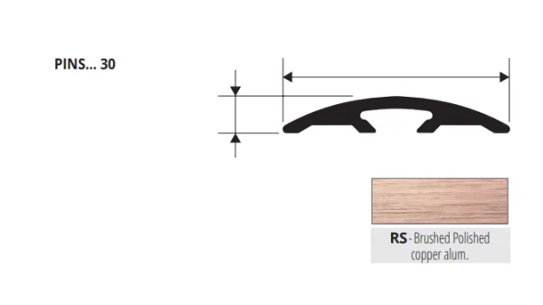 PINSRS 30 alu HRAST TAMNI  isti nivo Š:30mm L:2,7m  SAMOLJEP